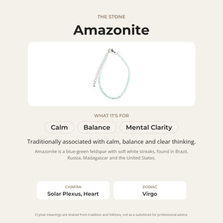 Amazonite stone card: what it is traditionally associated with, chakra and zodiac