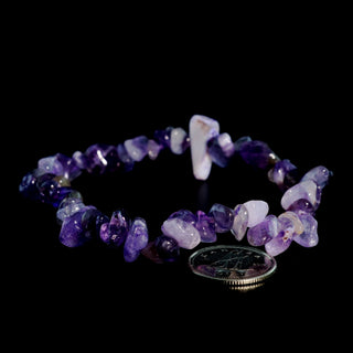 Dark Amethyst bead bracelet on a white background