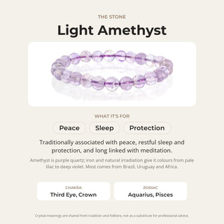 Amethyst Light Purple Round Bracelet - 8mm from Stonebridge Imports