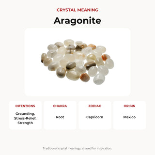 Aragonite Grey Tumbled Stones crystal meaning: intentions, chakras, zodiac and origin
