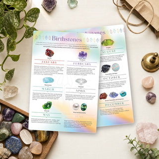 Birthstones QuickStudy Guide front and back on a shop counter