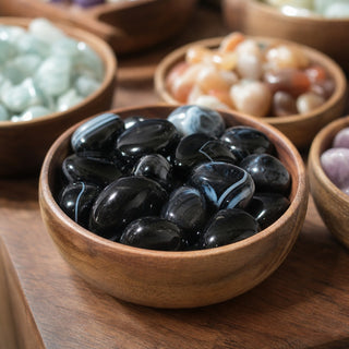Black Banded Agate Tumbled Stones from Stonebridge Imports