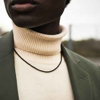 Black Tourmaline Bead Necklace - 2-3mm from Stonebridge Imports