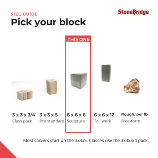 6x6x6 Carving Block - soapstone block size guide