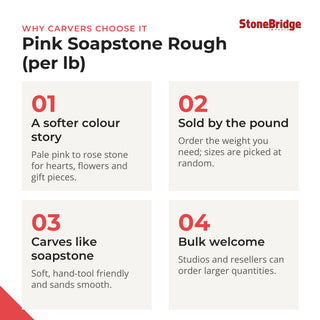 Pink Soapstone Rough (per lb) - why carvers choose it