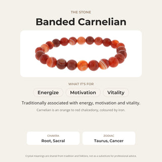Carnelian Red Banded Round Bracelet - 8mm from Stonebridge Imports