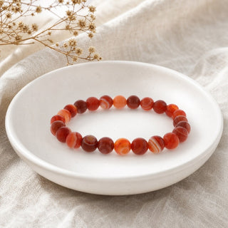 Carnelian Red Banded Round Bracelet - 8mm from Stonebridge Imports