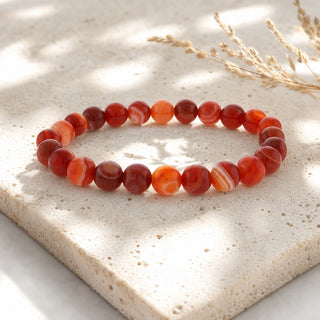 Carnelian Red Banded Round Bracelet - 8mm from Stonebridge Imports