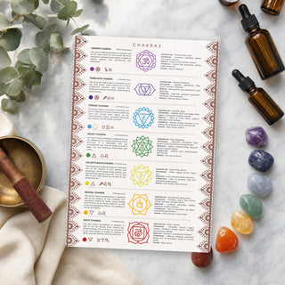 Chakra QuickStudy Guide laid out with crystals and props