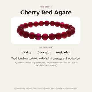 Agate Cherry Red Round Bracelet - 8mm (Enhanced) from Stonebridge Imports