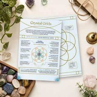 Crystal Grids QuickStudy Guide front and back on a shop counter