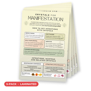 Crystals for Manifestation QuickStudy Guide laminated 5-pack, double-sided 160 x 240 mm
