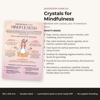 What's inside the Crystals for Mindfulness QuickStudy Guide: Meditate with crystals, plus 16 intentions