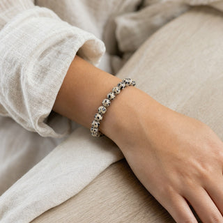 Dalmatian Jasper bead bracelet, lifestyle photo