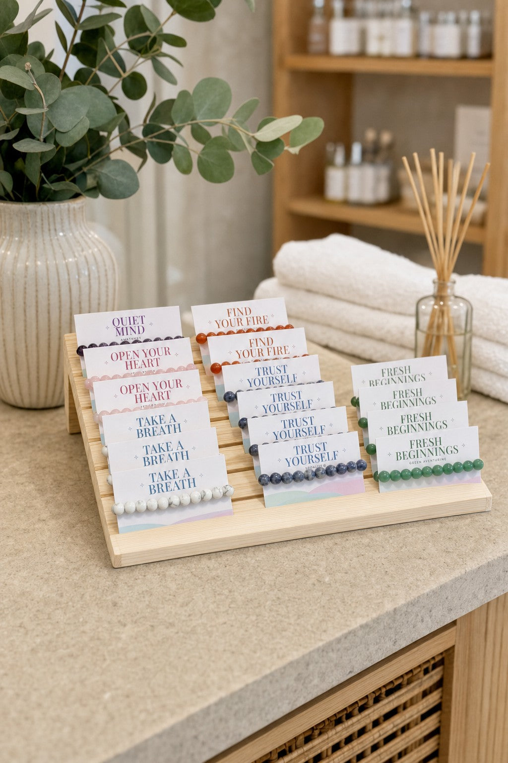 Intention Bracelet Display Kit - 30 Bracelets + Counter Stand from Stonebridge Imports