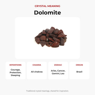 Dolomite Red Tumbled Stones crystal meaning: intentions, chakras, zodiac and origin