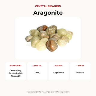 Green Aragonite Tumbled Stones crystal meaning: intentions, chakras, zodiac and origin