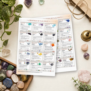 Healing Crystals QuickStudy Guide front and back on a shop counter
