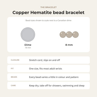 Hematite Round Copper Bracelet - 8mm from Stonebridge Imports