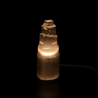 Selenite Tower Lamp - Small 8” Tall    from Stonebridge Imports