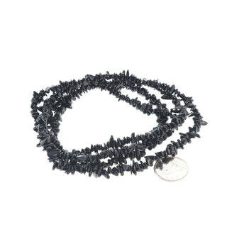 Black Tourmaline Bead Strand 32" - 3-5mm Chip from Stonebridge Imports