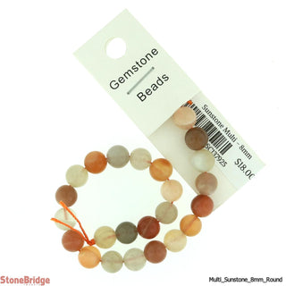 Multi-Colour Sunstone Bead Strand 7" - 8mm from Stonebridge Imports