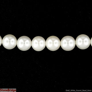 Shell, White - Round Strand 15" - 6mm from Stonebridge Imports