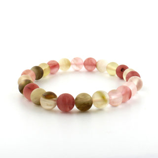 Watermelon Quartz Matte Round Bracelet - 8mm from Stonebridge Imports