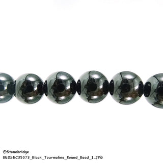 Black Tourmaline Round Strand 7" 8mm from Stonebridge Imports