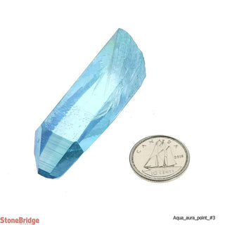 Aqua Aura Crystal Point #3 - 2" to 2 1/2" Single Piece    from Stonebridge Imports