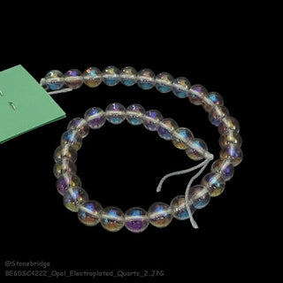 Clear Quartz Bead Strand 7" - 8mm White Electroplated (Enhanced) from Stonebridge Imports