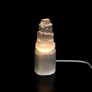 Selenite Tower Lamp - Small 8” Tall    from Stonebridge Imports