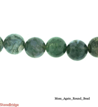 Moss Agate - Round Strand 15" - 8mm from Stonebridge Imports