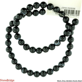 Black Onyx Banded - Round Strand 15" - 8mm from Stonebridge Imports