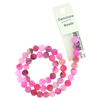 Druzy Agate Bead Bracelet 15" - 8mm Pink Matte (Enhanced) from Stonebridge Imports