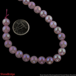 Rose Quartz Bead Strand 7" - 8mm Electroplated (Enhanced) from Stonebridge Imports
