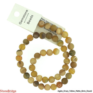 Druzy Agate Bead Bracelet 15" - 8mm Yellow Matte (Enhanced) from Stonebridge Imports