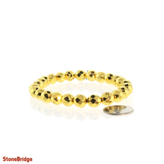 Hematite Electroplated Bead Bracelet 8mm Gold Faceted   from Stonebridge Imports