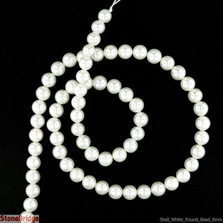 Shell, White - Round Strand 15" - 6mm from Stonebridge Imports