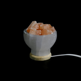 Selenite Lamp Bowl with Orange Chips - 6"    from Stonebridge Imports