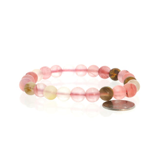 Watermelon Quartz Matte Round Bracelet - 8mm from Stonebridge Imports