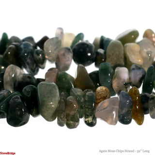 Agate Green Moss Chip Strands - 5mm to 8mm    from Stonebridge Imports