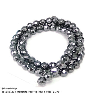 Hematite Bead Strand 15" - 6mm Faceted from Stonebridge Imports
