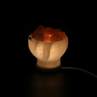 Selenite Lamp Bowl with Orange Chips - 6"    from Stonebridge Imports