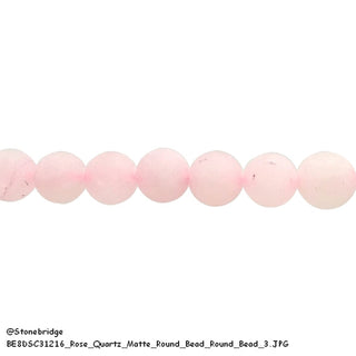 Rose Quartz Matte - Round Strand 15" - 8mm from Stonebridge Imports