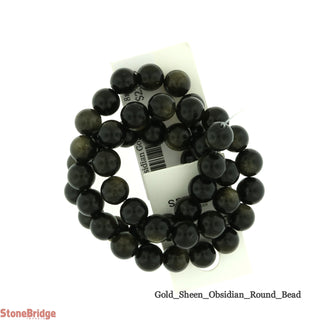 Gold Sheen Obsidian Bead Strand 15" - 8mm from Stonebridge Imports