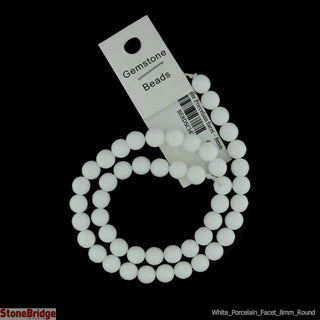 White Porcelain Bead Strand (Synthetic) 15" - 6mm Faceted from Stonebridge Imports