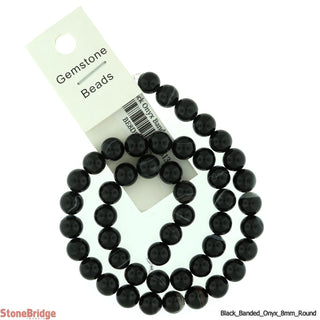 Banded Black Onyx Bead Strand 15" - 6mm from Stonebridge Imports