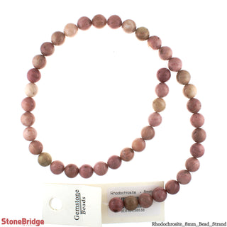 Rhodonite - Round Strand 15" - 8mm from Stonebridge Imports