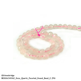 Rose Quartz Faceted - Round Strand 15" - 8mm from Stonebridge Imports